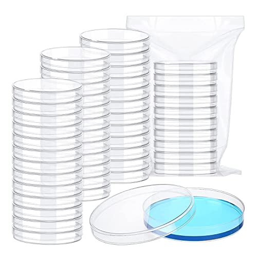 PEKKA 120 Stück Sterile Kunststoff-Petrischalen mit Deckel, 90 X 15 Mm, Transparente Labor-Petrischalen, Zellkulturschalen