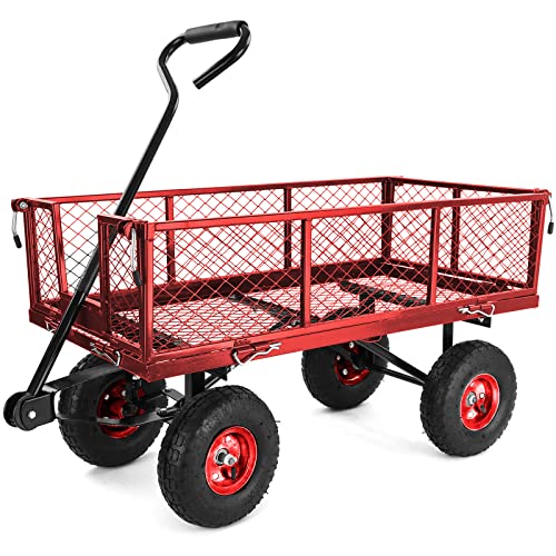 Transport Gitterwagen Handwagen Bollerwagen Seitenteile klappbar bis 300kg Rot