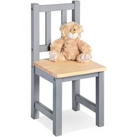 Pinolino Kinderstuhl Fenna, vollmassives Kiefernholz, Sitzhöhe 29 cm, für Kinder von 2 - 7 Jahren, grau und klar lackiert