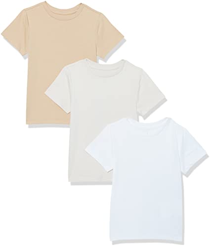 Amazon Aware Jungen Lockeres Kurzarm-T-Shirt aus Bio-Baumwolle, 3er-Pack, Neutral, 11-12 Jahre