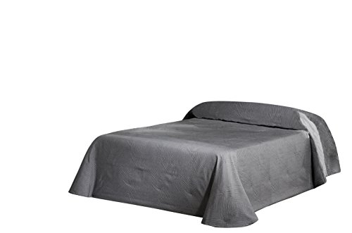 Eysa Bettüberwurf, Polyester, 180 cm, 75, 25 Prozent Baumwolle, 16 Piramide Tagesdecke Grau