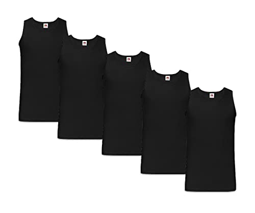 Fruit of the Loom Men's Vest (Pack of 5) (Black Black), XXL