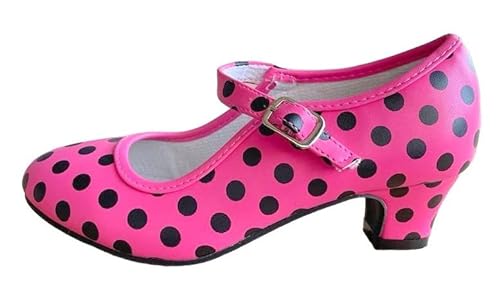La Senorita Spanische Flamenco Schuhe - hell Rosa Schwarz (Größe 25 - Innenmaß 16,5 cm, pink)