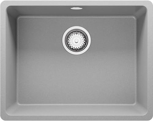 Unterbauspüle Granit Grau 56x44 cm, Granitspüle 1 Becken + Ablauf-Set, Küchenspüle ab 60er Unterschrank, Spüle von Primagran