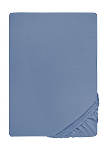 biberna 0077144 Spannbetttuch Feinjersey (Matratzenhöhe max. 22 cm), gekämmte Baumwolle, superweich 1x 140x200 cm > 160x200 cm blau