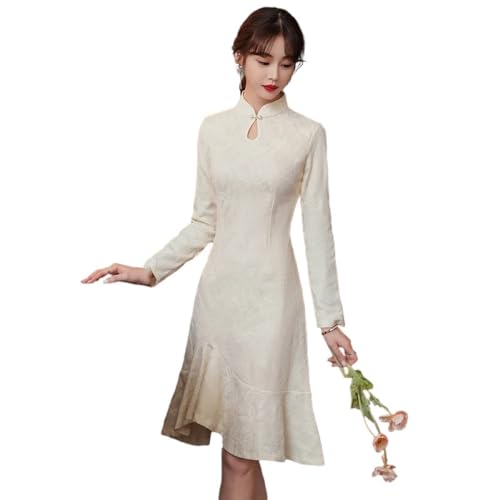 Cocktailkleider Für Damen - Chinesisches Traditionelles Cheongsam-Herbststil-Modernes Brautjungfern-Qipao-Kleid, Stil B, L