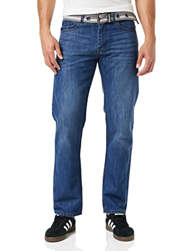 Enzo Herren EZ324 Straight Jeans, Blue (Midwash), W38/L34 (Size:38 L)