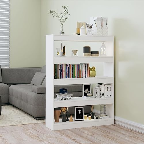 QZZCED Dekoratives Regal Wohnzimmerregal Bücherschrank Büro-Bücherregal Bücherregal/Raumteiler Weiß 100x30x135 cm für Arbeitszimmer, Schlafzimmer, Wohnzimmer