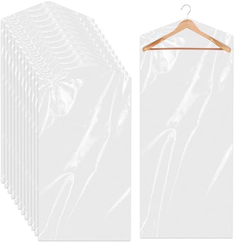 50 Stück Transparente Kleidersack, Kleidung Staubdicht Kunststoff Hängen Kleidersäcke, Kleiderschutz Trockenreiniger Taschen für Anzüge Sakkos Hemden (60 * 120cm)