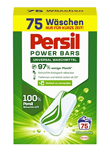 Persil Power Bars Universal Waschmittel (75 Waschladungen), vordosiertes Vollwaschmittel in nachhaltiger Verpackung, für hygienisch reine Wäsche bereits ab 20° C