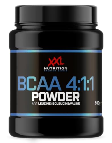 XXL Nutrition - BCAA Pulver 4:1:1 (Leucin, Isoleucin, Valin) - Essentiellen Aminosäuren - Himbeere - 500 Gramm