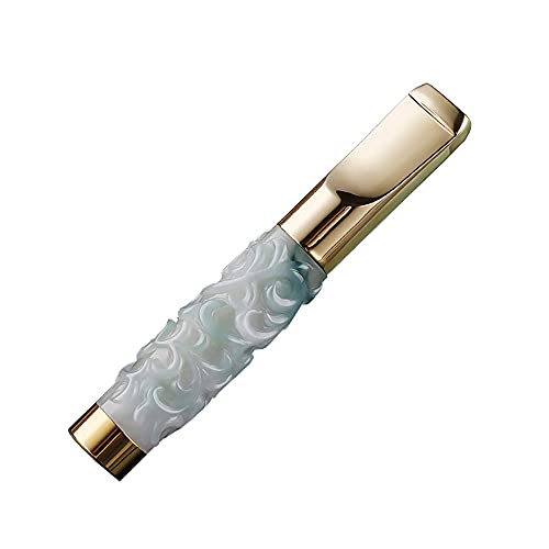 Zigarettenhalter Jade-Material mit geschnitztem Vintage-Stil, tragbar, wiederverwendbar, sauberer Teerhalter, Geschenk-Box-Verpackung