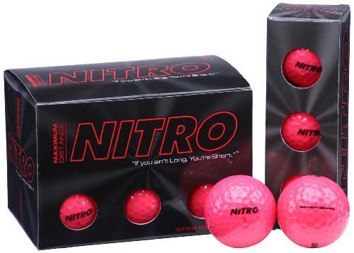 Nitro Langstrecken-Golfbälle (12 Stück), alle Stufen, Maximaldistanz, Titankern 85, Kompression, hohe Geschwindigkeit, Spin-Kontrolle, USGA-genehmigt, insgesamt 12 Stück, Hot Pink