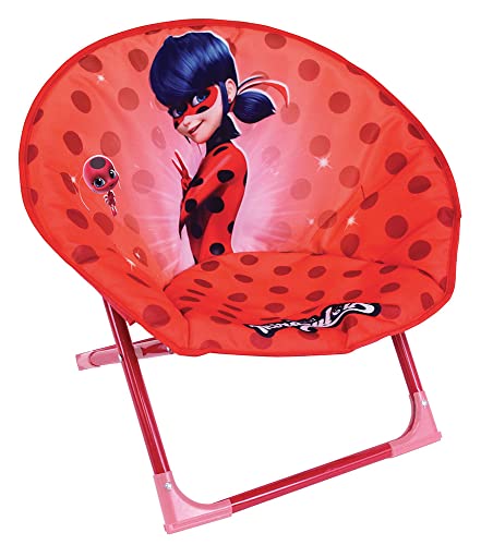 FUN HOUSE 713612 Miraculous Ladybug Mondsitz, faltbar, für Kinder, H.47 x B.54 x T.42 cm, Rosa, Rot