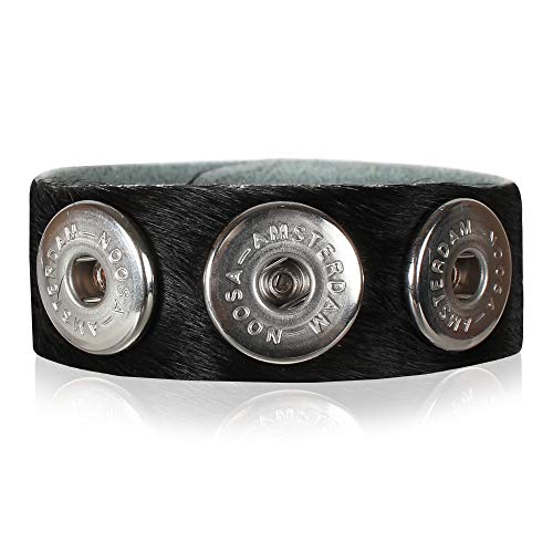 Noosa Armband Classic skinny Cowhide Kuhfell ohne Chunks schwarz, Größe:XS