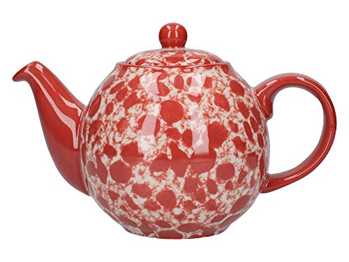 London Pottery Splash Globe Teekanne mit Sieb, Steingut, Rot/Weiß, 2 Tassen (500 ml)