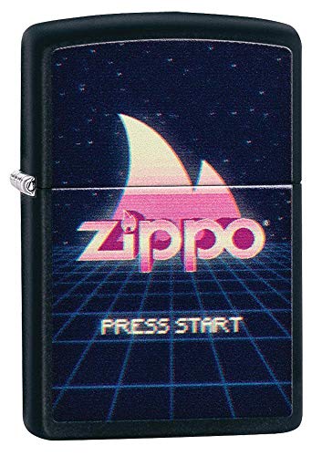 Zippo Unisex-Erwachsene Gaming Flame Logo Design Black Pocket Classic Lighter, Schwarz, matt, One Size