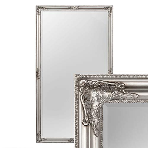 LEBENSwohnART Wandspiegel BESSA 180x100cm Antik-Silber Barock Design Spiegel Pompös Facette