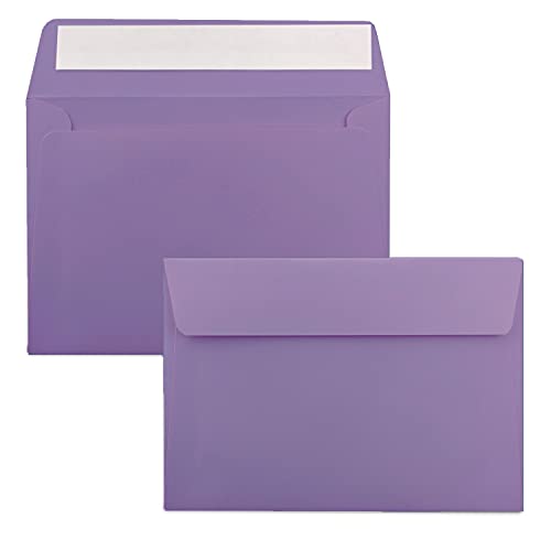 400x Briefumschläge Violett (Lila) DIN C6 Format 11,4 x 16,2 cm - Haftklebung - Kuverts ohne Fenster - Weihnachten, Grußkarten & Einladungen - Für A6 & A4 Papier