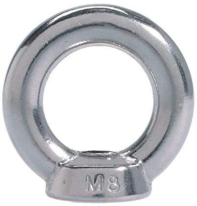 HKB 10 Stück Ringmutter – V4A Edelstahl – M6 / M8 / M10 - AISI 316 Inox - Rostfrei und Säurebeständig (10x M8)