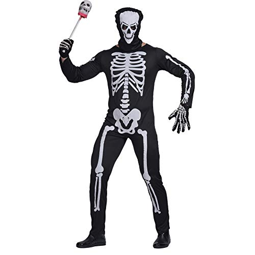 EraSpooky Herren Halloween Karneval Fasching Skelett Kostüm und Maske