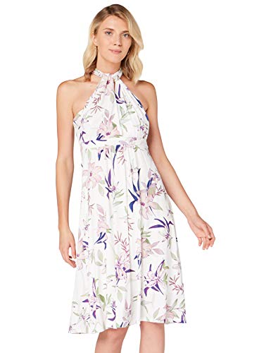 Amazon-Marke: TRUTH & Fable Damen Hochzeitskleid Multiway Midi, Mehrfarbiger Lilienaufdruck, 36, Label:S