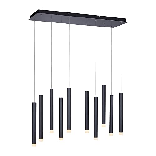SellTec LED Pendellampe 10-flammig schwarz, warmweiße Lichtfarbe, skandinavisches Design, minimalistisch pure