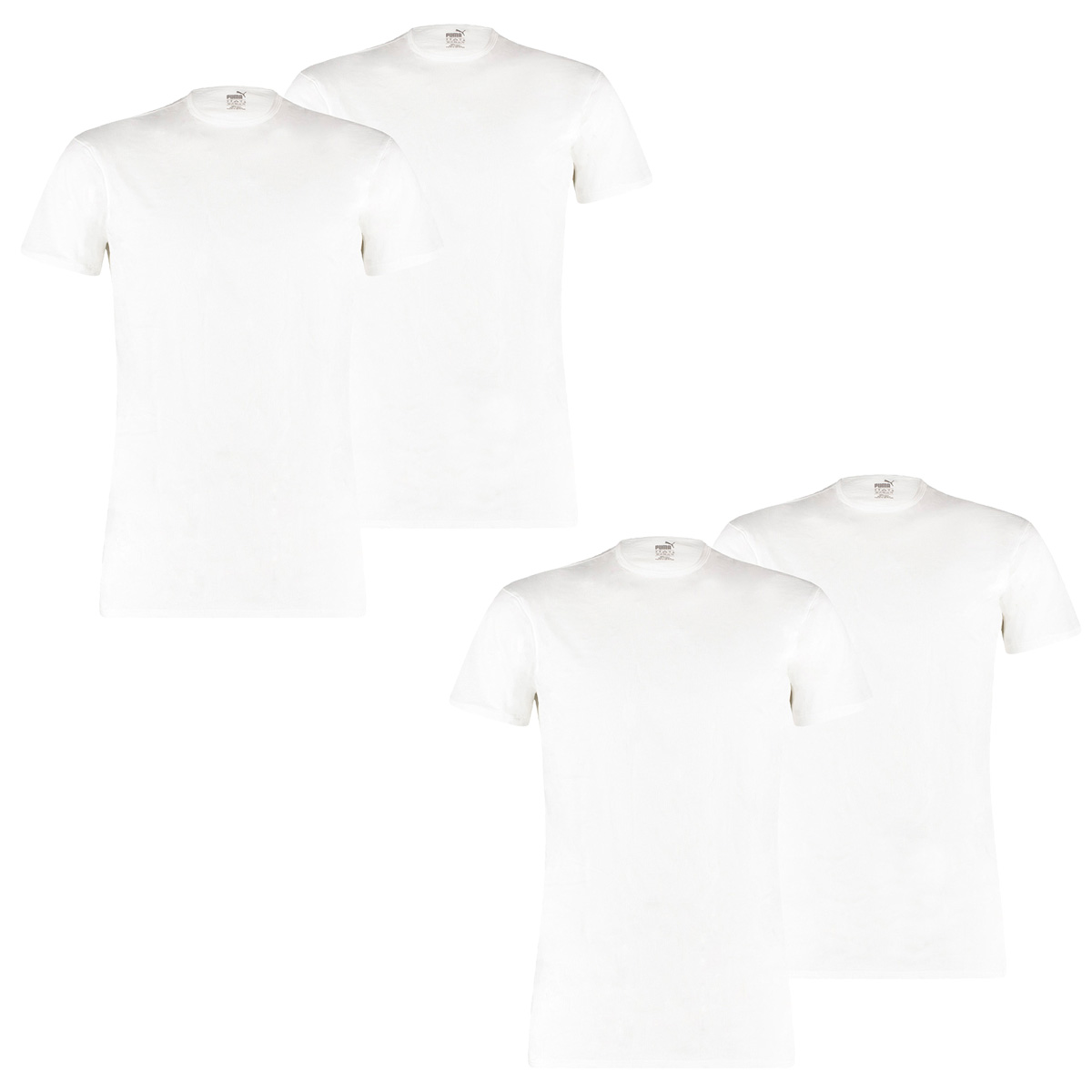 Puma 6 er Pack Basic Crew T-Shirt Men Herren Unterhemd Rundhals, Bekleidungsgröße:S, Farbe:300 - White