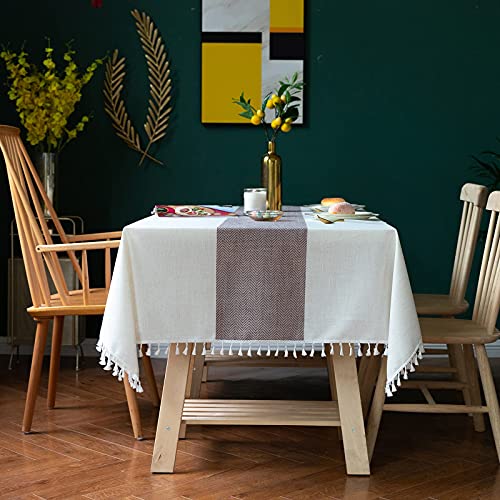 PLYY Tischdecke Rechteckige Quaste Edge Tischwäche Baumwolle und Leinen Tischtuch Couchtisch Tischdecke Abwaschbar Küchentischabdeckung für Speisetisch - 100x130cm