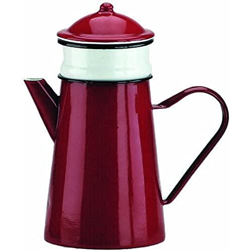 Ibili 910815 Kaffeekanne Roja mit Filter 1,5 l aus emailliertem Stahl in rot/weiß