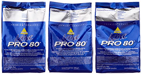 Inkospor Active Proteinshake Pro 80 Beutel 3er Mix Pack (3 x 500 g) Schoko/Vanille/Erdbeere, 1er Pack (1 x 1.5 kg)