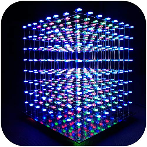 iCubeSmart 3D LED Cube Bausatz Diy Kit LED Licht Cube Diy Elektronik 8x8x8 Wuerfel Bausatz Für Elektronik-labor Kreative Geschenke Enthusiasten Der Elektronik Elektronische Kursgestaltung (3D8S-MULTI)