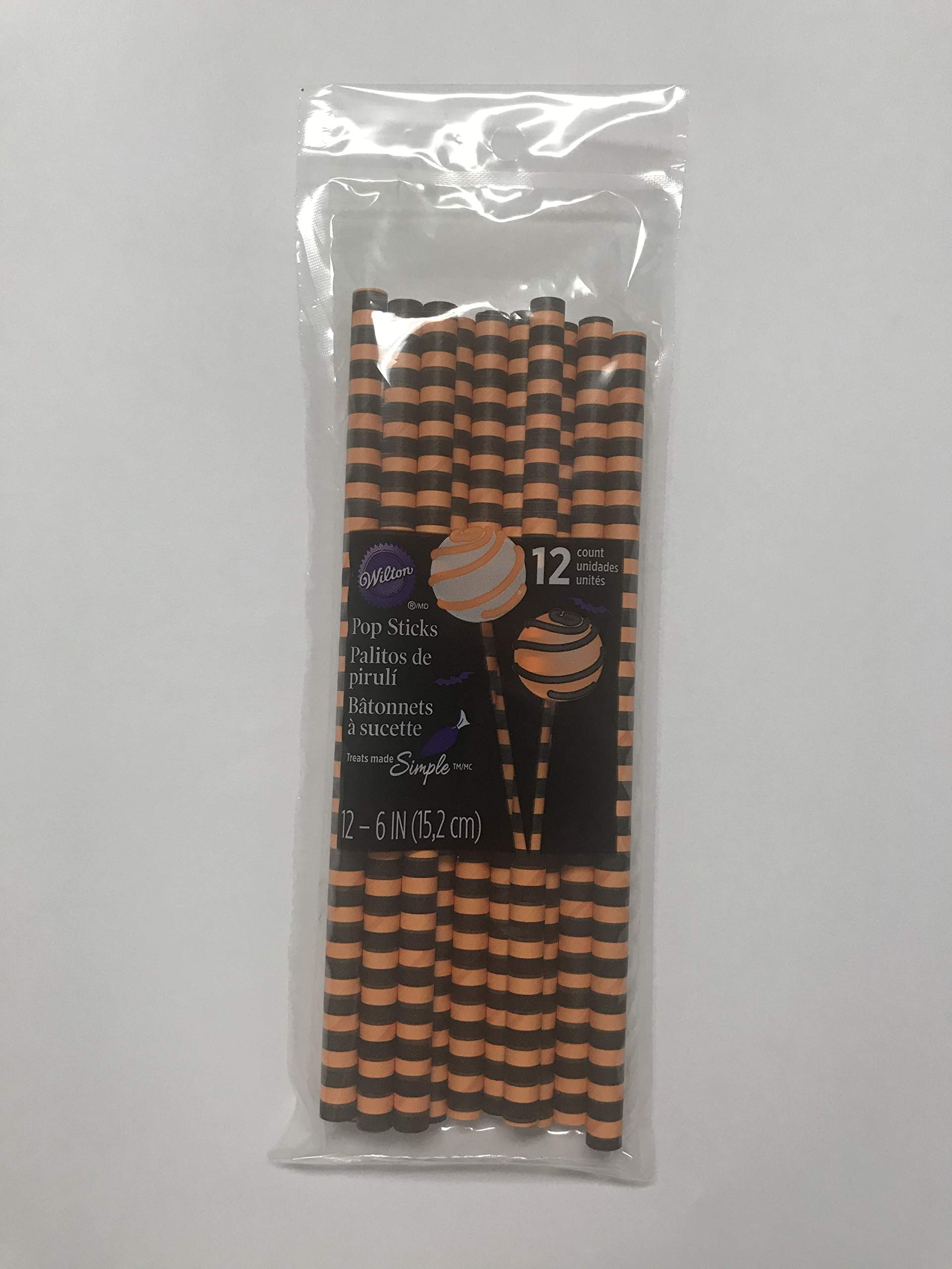 Wilton Orange & Black Halloween 6-inch Lollipop Sticks 12 Count