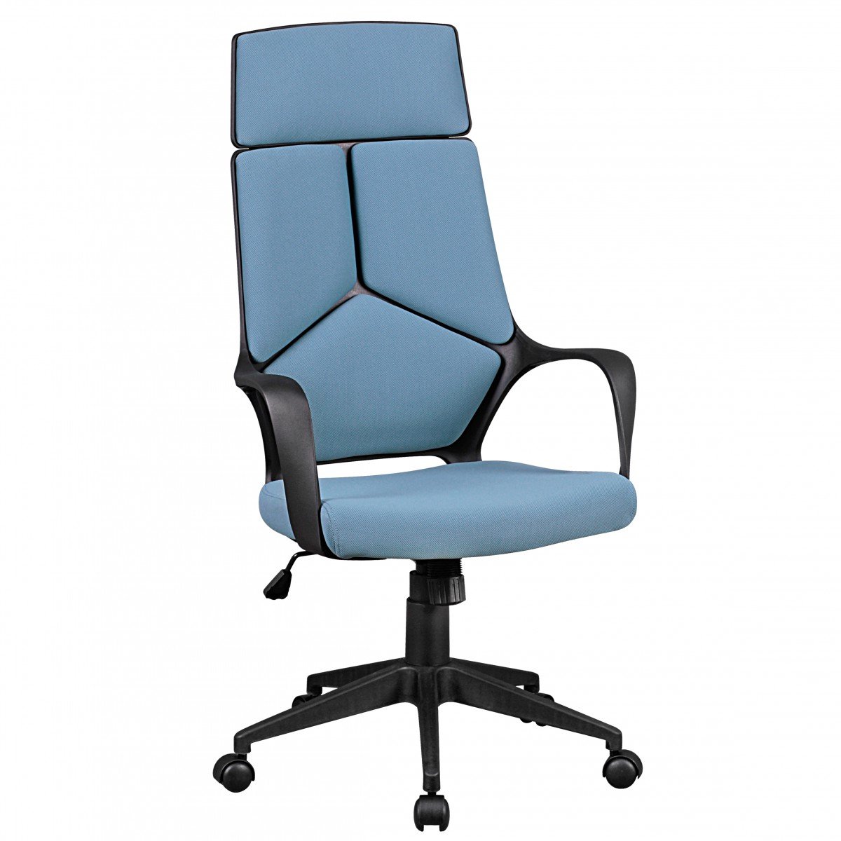 AMSTYLE Bürostuhl Bezug Stoff Blau Schreibtischstuhl Design 120 kg Chefsessel ergonomisch hohe Rücken-Lehne Drehstuhl höhenverstellbar mit Wippmechanik & Armlehnen Kopfstütze X-XL Hochlehner