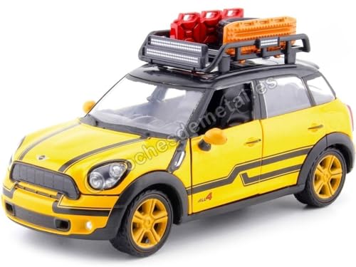 Kompatibel mit 2017 Mini Cooper S Countryman mit Dachträger gelb/schwarz 1:24 Motor MAX 79752