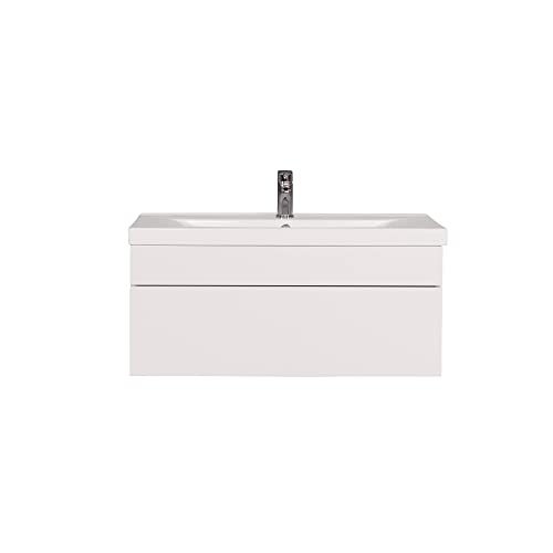 Home Deluxe - Badmöbel-Set - Wangerooge weiß - S - inkl. Waschbecken und komplettem Zubehör - Breite Waschbecken: ca. 60 cm