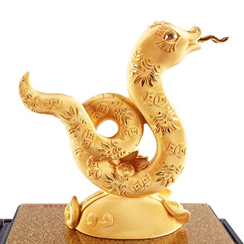 Kunstdekoration Schlangenstatue mit Sockel, goldener Zodiac-Schlangenverzierungen Home Schreibtisch Dekoration Figuren Das beste Feiertagsgeschenk desktop dekorationen