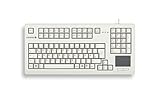 CHERRY TouchBoard G80-11900, Internationales Layout, QWERTY Tastatur, kabelgebundene Tastatur, mechanische Tastatur, ML Mechanik, integriertes Touchpad, platzsparend, ergonomisch, hellgrau