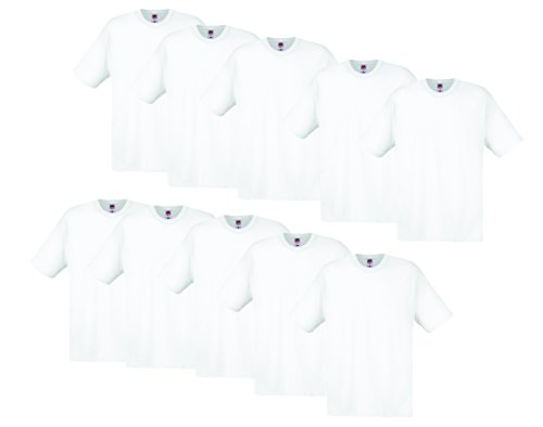 Fruit of the Loom Herren Pack Da 10 Uomo Original T T-Shirt, Weiß (White 89), Medium (10erPack