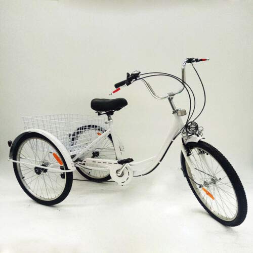 NeNchengLi 24 Zoll 6 Gänge Dreirad 3 Rad Fahrrad für Erwachsene Senioren Einkaufen Trike