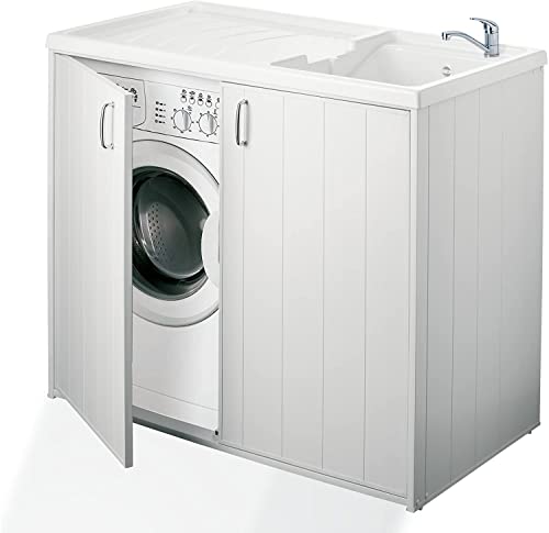 Negrari 5008PAM Waschmaschinen-und Waschbecken-Abdeckung, reversibel, Kunstharz, für den Außenbereich, 109 x 60 x 94 cm, Weiß