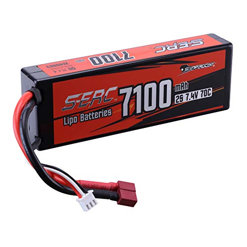 Sunpadow 2S Lipo Battery 7.4V 7100mAh 70C Hard Case with Deans T Plug for RC Vehicles Car Truck Tank Boat Racing Hobby
