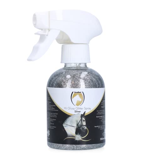 Excellent Hi Gloss Glitter Spray - Schönes Glitzern auf Fell, Mähne und Schweif - Für Pferde geeignet - 250 ml – Silber