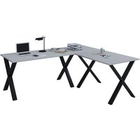 Eckschreibtisch, Schreibtisch, Büromöbel, Computertisch, Winkeltisch, Tisch, Büro, Lona Tiefe 80 cm grau