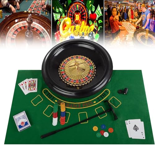 NVYAZJ 16-Zoll-Roulette-Rad-Set, Russisches Roulette-Spiel mit 120 digitalen Chips, 45 x 75 cm, Vliesstoff, doppelseitige Tischdecke, Code-Sammler, 11 x 38 cm, Kunststoff, für einen Spieleabend