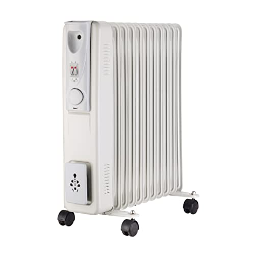 MaxxHome Elektrischer Ölradiator, Thermostat, 4 Räder, Überhitzungsschutz, 11 Lamellen