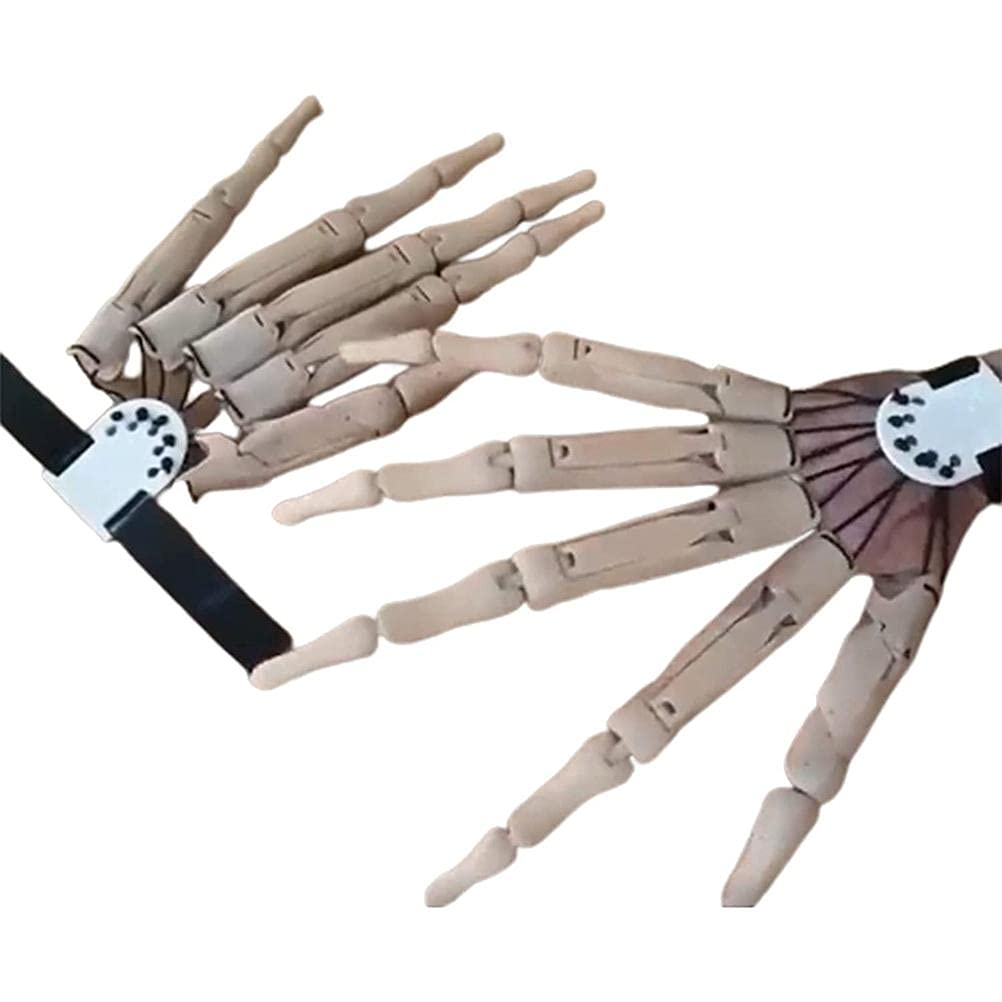 BSTCAR 2 Stück Lange Krallen, Halloween Gelenkkrallen Handschuhe mit flexiblem Gelenk, Horror Skelett Hand Knochen Reaper Handschuhe Cosplay Requisiten geeignet für die meisten Menschen