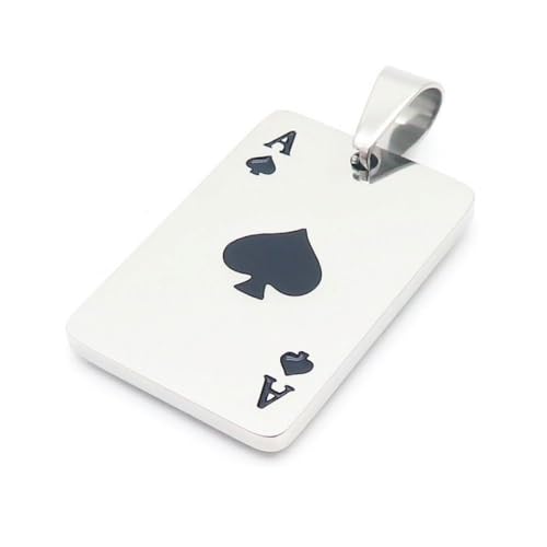 Bungsa® Anhänger Pik Ass Poker Karte Dog Tag Silber aus Edelstahl Unisex
