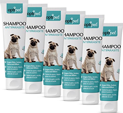 OptiPet 6x250ml Anti-Parasiten Shampoo für Hunde gegen Parasiten Flohshampoo Schutz vor Parasiten