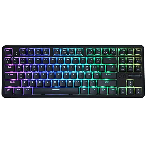 Ajazz RGB Mechanische Gaming-Tastatur, K870T 87 Tasten Mechanische Tastatur mit Hintergrundbeleuchtung, Bluetooth 1,6 M Kabelgebundener Dual-Modus und 18 Bunte RGB-Beleuchtung RGB(Schwarz)